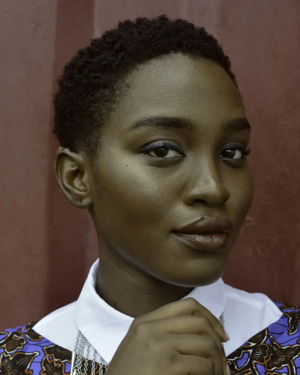 A promo model in a studio portrait